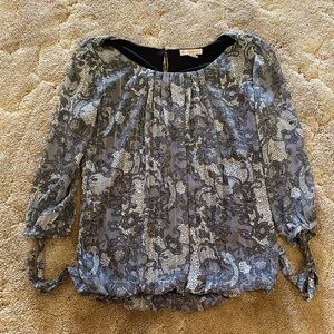 Elegant Gray and black Floral Women's Top medium Dressbarn